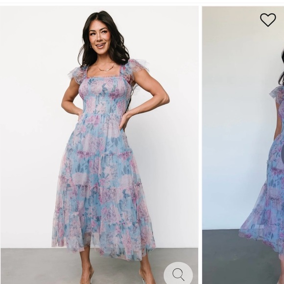 Baltic Born Blue and Pink Floral Midi Dress - Picture 1 of 3